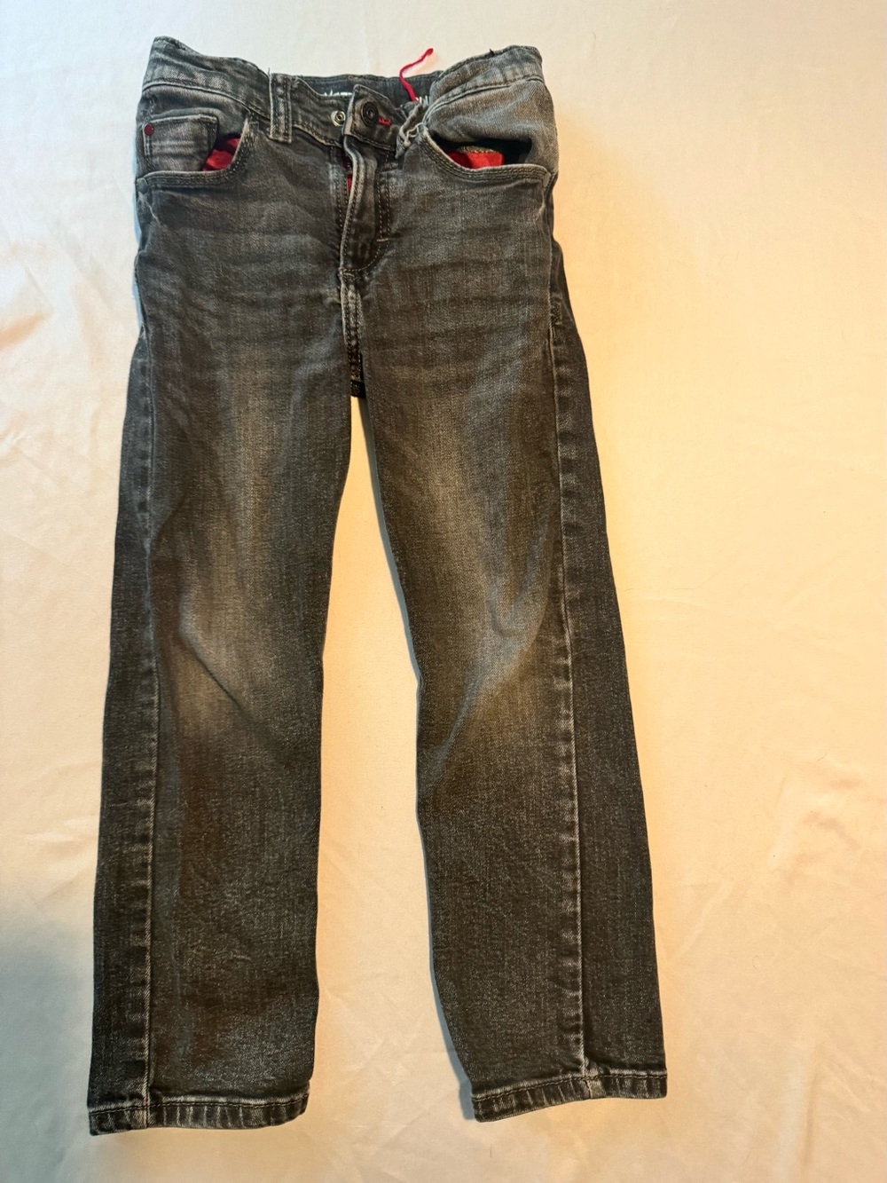 Wrangler Kids Gray Straight-Leg Jeans with Red Pocket Accents